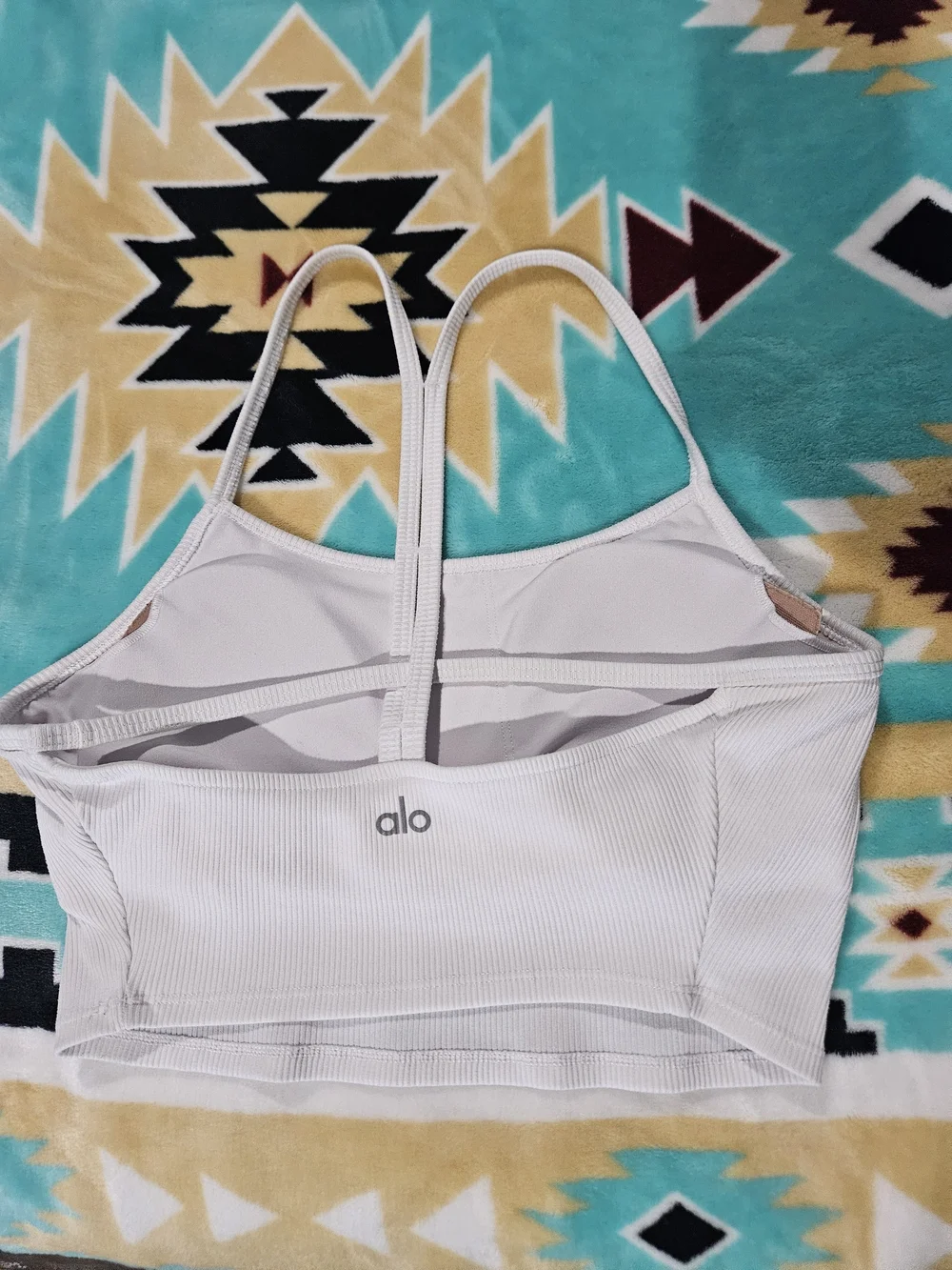 ALO Yoga Cream Ribbed Cropped Camisole